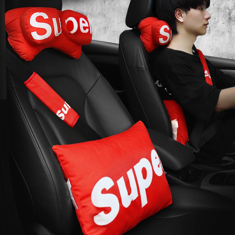 Gối tựa đầu tựa lưng ô tô họa tiết Supreme thể thao thời trang