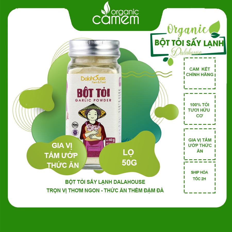 Bột gia vị sấy lạnh [Bột Ớt, Bột Gừng, Bột Sả, Bột Nghệ, Bột Tỏi] dalahouse lọ thủy tinh 50g