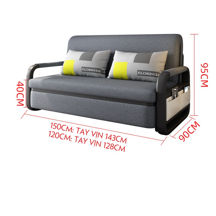 Giường sofa thông minh Giường sofa đa năng giường thông minh khung thép chất lượng cao -KT 1,6 x 1,9m. Bảo hành 5 năm