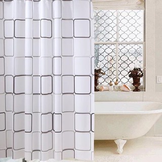180cm x 180cm Rèm Peva phòng tắm kèm móc nhựa - vuông đen bự