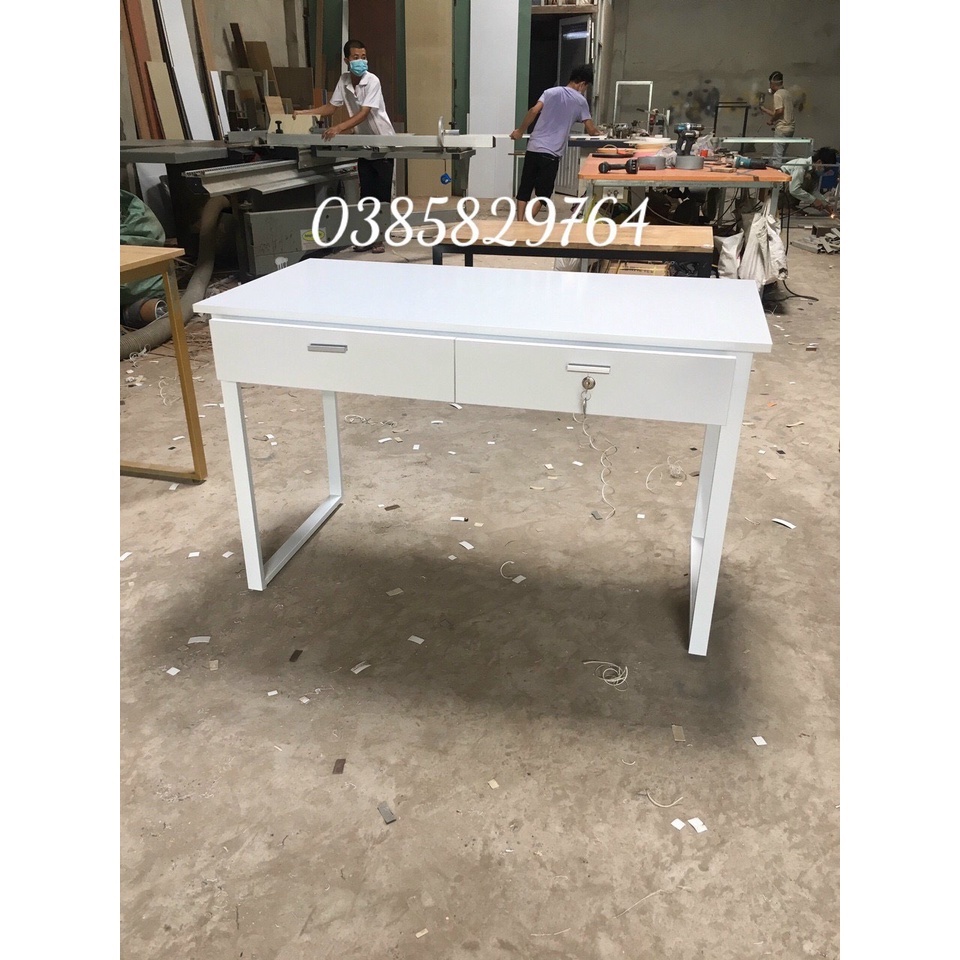 Bàn làm việc chân U màu full trắng 1m2 x 60 x 75cm