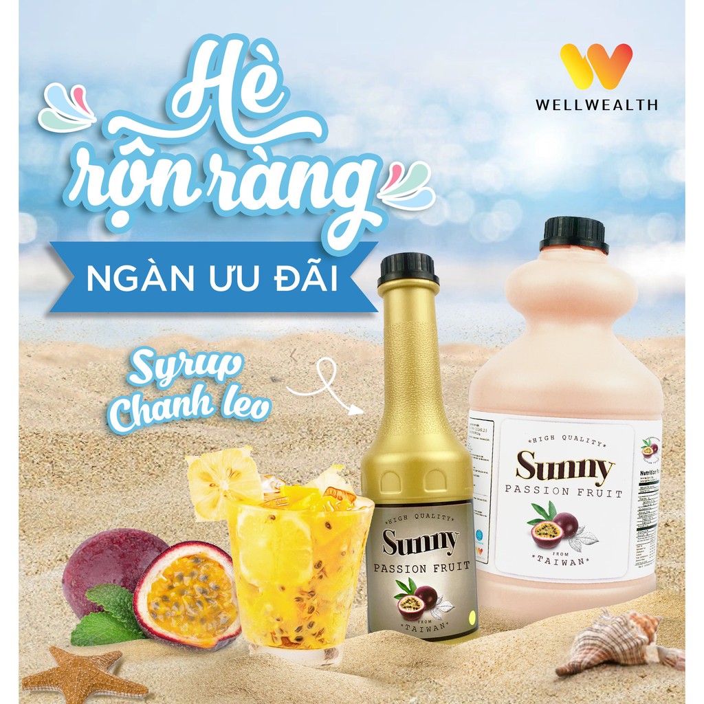 Siro Sunny 2.5 kg các vị Chanh leo - Nhập khẩu Đài Loan