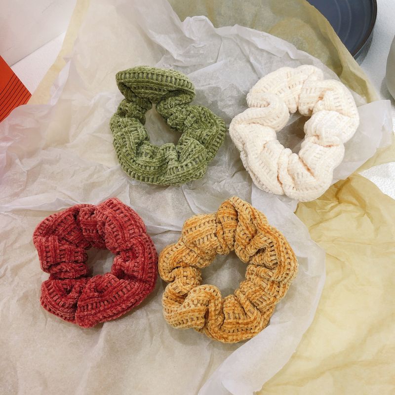 Dây buộc tóc dệt kim nhiều màu sắc ngọt ngào đơn giản dễ thương