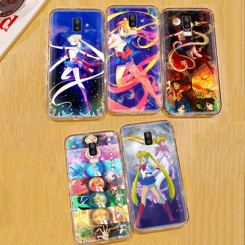 SAILOR MOON Ốp Lưng Trong Suốt In Hình Thủy Thủ Mặt Trăng Cho Samsung Galaxy J7 Pro / J8 / Core / J3 Plus / J5 Prime / A7 Duo