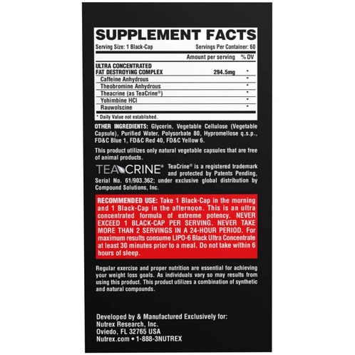 Nutrex RESEARCH Lipo 6 Black Ultra Concentrate 60 viên - Giảm cân, Đốt mỡ, Cắt nét Lipo-6 Nutrex