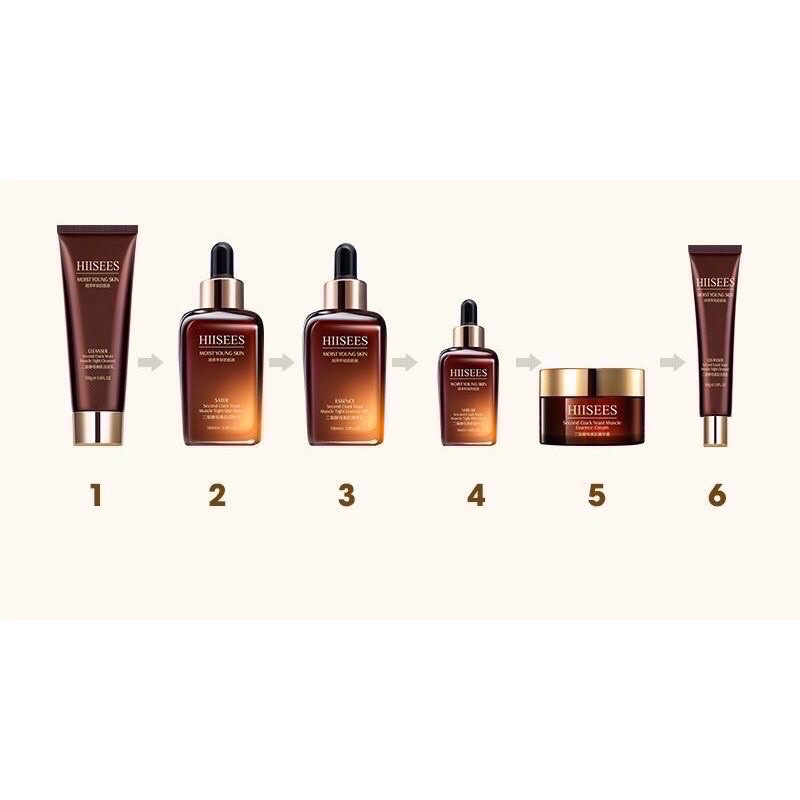 Bộ Mỹ Phẩm Dưỡng Trắng Da Căng Bóng Cấp Ẩm HIISEES 6 Món Hàng Nội Địa Trung Cao Cấp