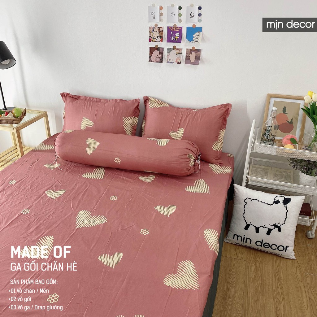 [Mẫu Mới 2021] Bộ Ga Giường Cotton 3D Mịn Decor - Drap Giường + 2 Vỏ Gối In 3D Ga Chun Mềm Mịn Nhiều Màu Sắc