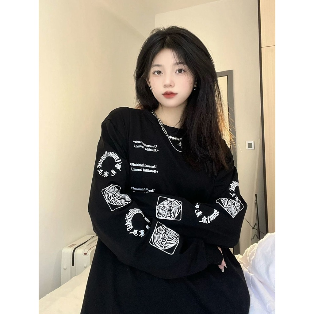 Áo sweater dáng rộng mỏng phong cách Mỹ retro thời trang xuân thu cá tính dành cho nữ