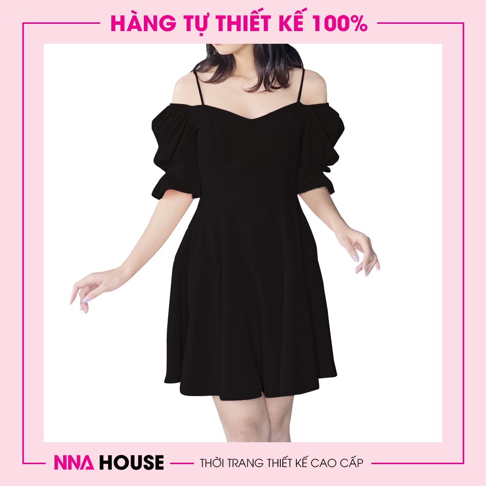 Đầm 2 dây trễ vai tay bồng dáng xòe - Váy thiết kế 2 tầng sang chảnh tiểu thư NNAHOUSE Mã NA221 | BigBuy360 - bigbuy360.vn
