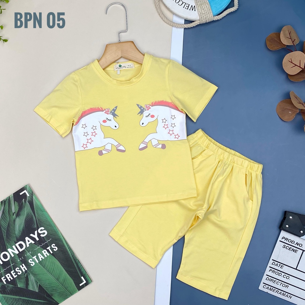 Bộ quần áo bé gái LITIBABY hình ngựa, size 2, 3, 4, 5, 6, 7 tuổi