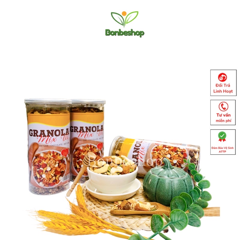 Hũ 500Gr Ngũ Cốc Granola Ăn Kiêng Siêu Hạt, Thơm, Giòn, Bổ Dưỡng