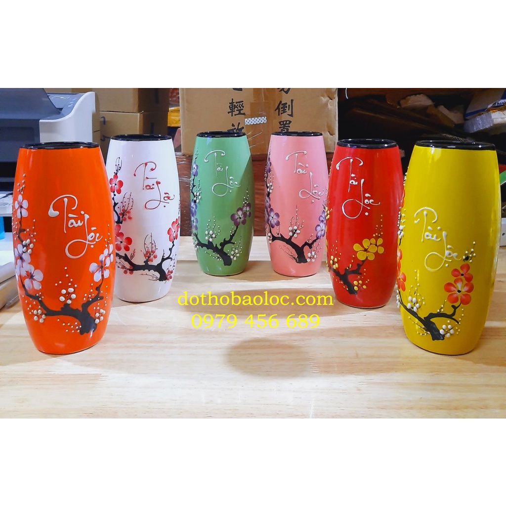 Bình Bông Sứ Bát Tràng Cắm Hoa Tài Lộc Cao 22cm
