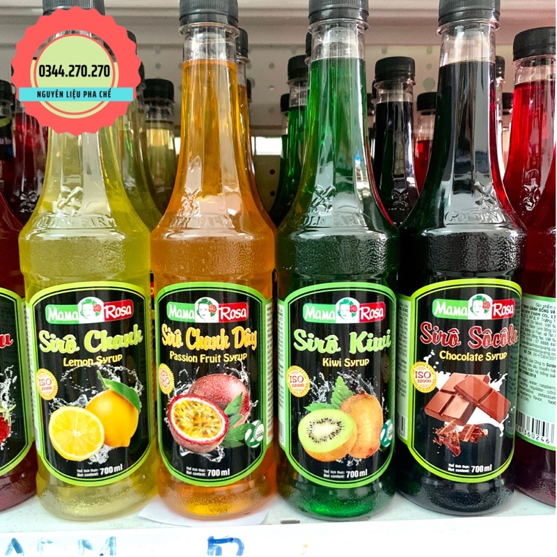 Siro Golden farm Mama rosa đủ hương đào, vải, dâu.. Chai 700ml -