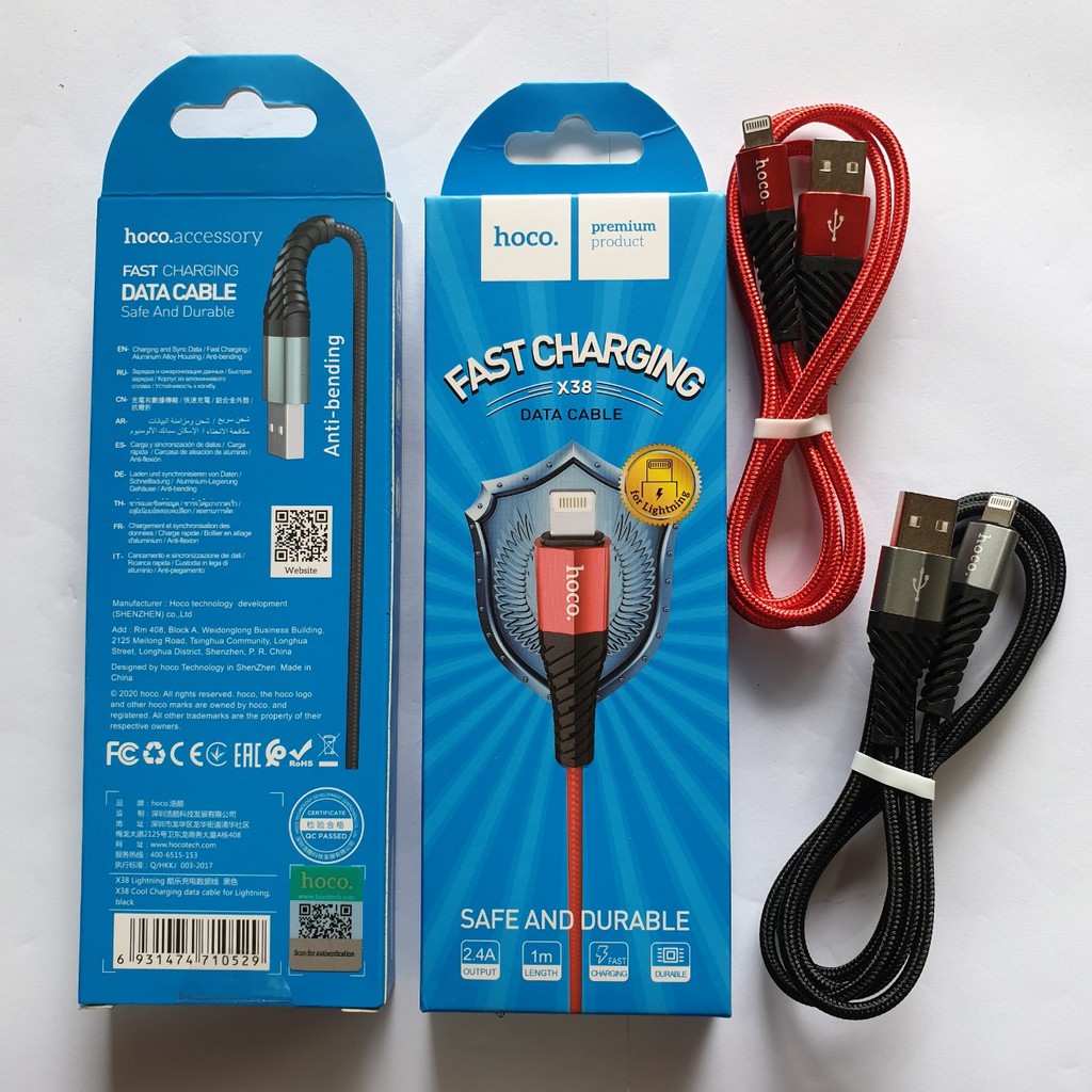 Dây sạc Hoco X38 1m,cáp sạc nhanh 2.4A Hoco X38 cho ip/tablet táo kết nối 1m