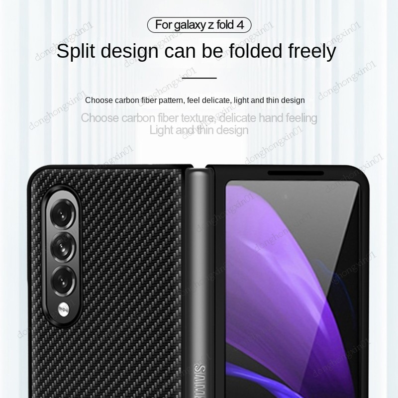 Ốp Điện Thoại PC Cứng Siêu Mỏng Họa Tiết Sợi Carbon Sang Trọng Cho Samsung Galaxy Z Fold 4 5G
