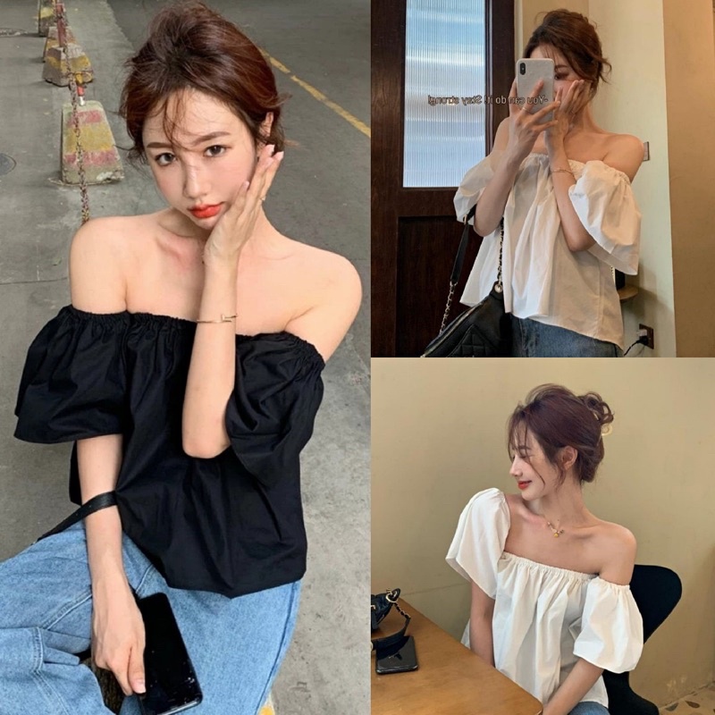 ÁO CHUN TRỄ VAI thiết kế độc lạ hở vai quyến rũ tôn dáng form rộng oversize style ullzang hàn quốc