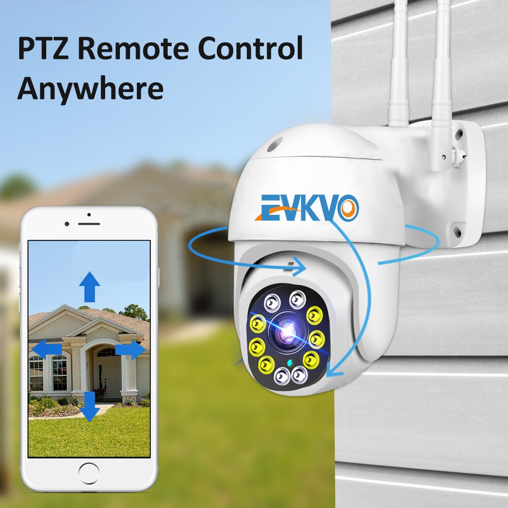 EVKVO - 10LEDs Tầm nhìn ban đêm đầy đủ màu sắc - YI LOT APP UHD 5MP WIFI CCTV Xoay không dây ngoài trời không thấm nước Outdoor PTZ IP Camera CCTV WIFI Security Camera Wireless Surveillance CCTV Camera Motion Detection Alarm Two-Way Audio