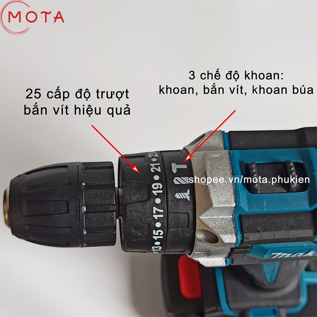 Khoan pin Makita 36V 3 chức năng - động cơ lõi đồng 100% kèm bộ phụ kiện 27 chi tiết