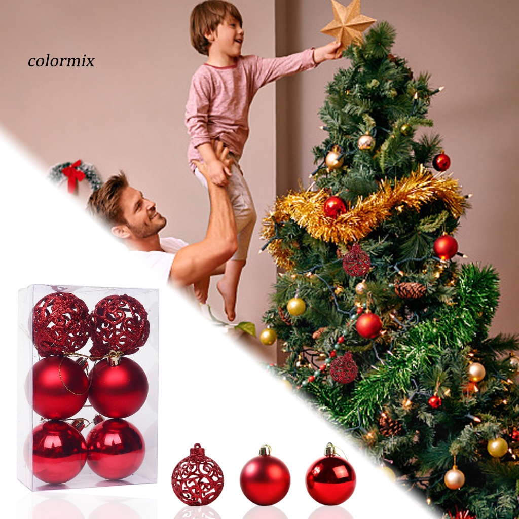 Set 6 Trái Châu Trang Trí Cây Thông Noel Kích Thước 6cm / 8cm