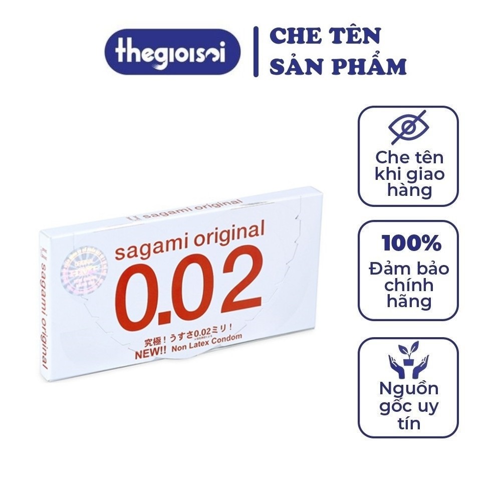 Bao cao su Sagami 002 bcs siêu mỏng siêu dai siêu chịu lực 1 hộp 2c có che tên sản phẩm khi giao hàng - thegioisoi