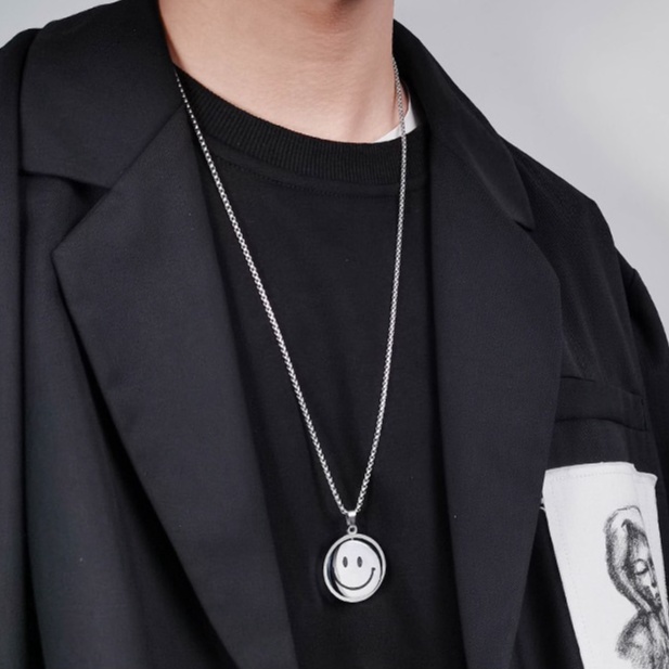 Vòng Cổ Dây Chuyền Thời Trang Unisex ICON Hai Mặt Buồn Vui Basic Merin Accessories Màu Bạc Chất Liệu Inox Không Gỉ- ICON