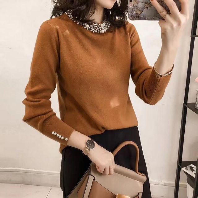 Áo len cổ ngọc sang chảnh