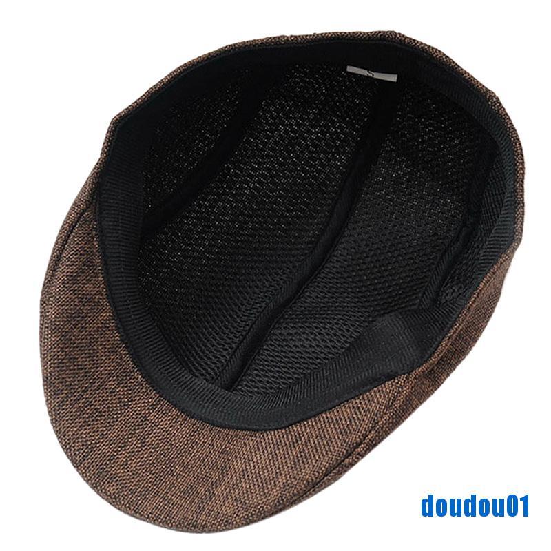 [dou] Mens Vintage Herringbone Flat Cap Peaked Racing Hat Beret Country Golf Newsboy [vn]