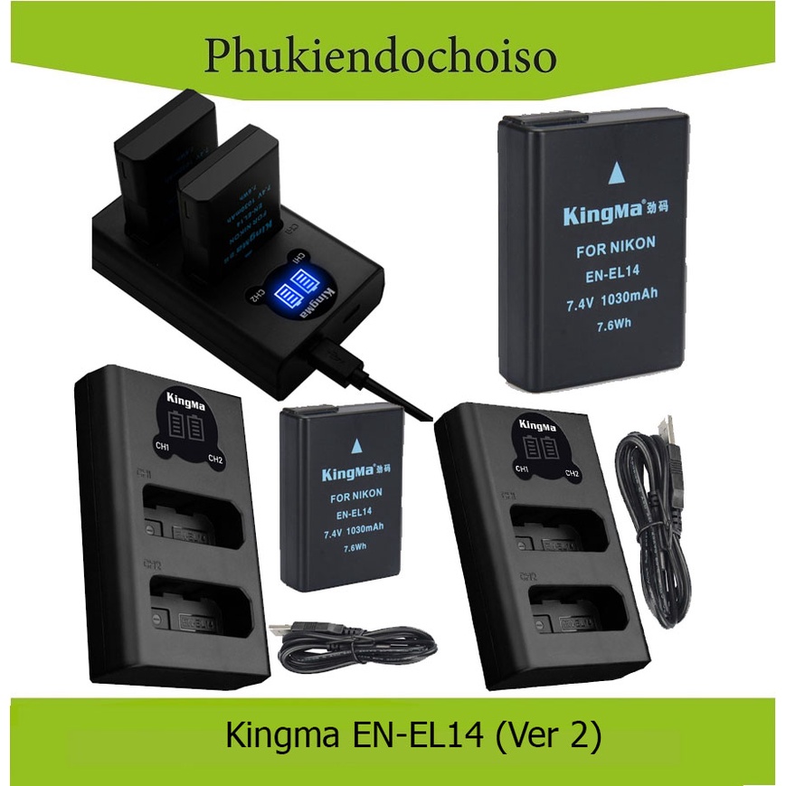 Pin sạc Ver 2 Kingma cho Nikon EN-EL14 (Nhiều lựa chọn)