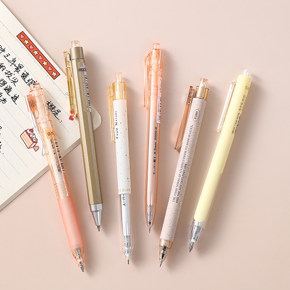 6 Bút bi mực đen kiểu dáng đơn giản ngòi 0.5mm