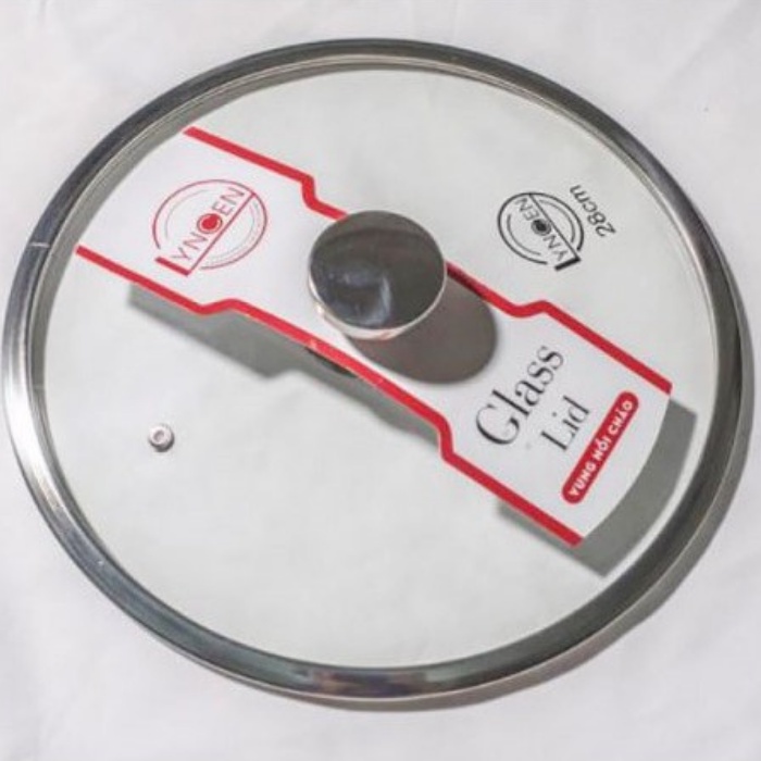 Nắp vung nồi chảo kính cường lực bo viền Inox LYNCEN siêu bền, sang trọng, Size 16 18 20 22 24 26 28 30 cm BH 12 tháng