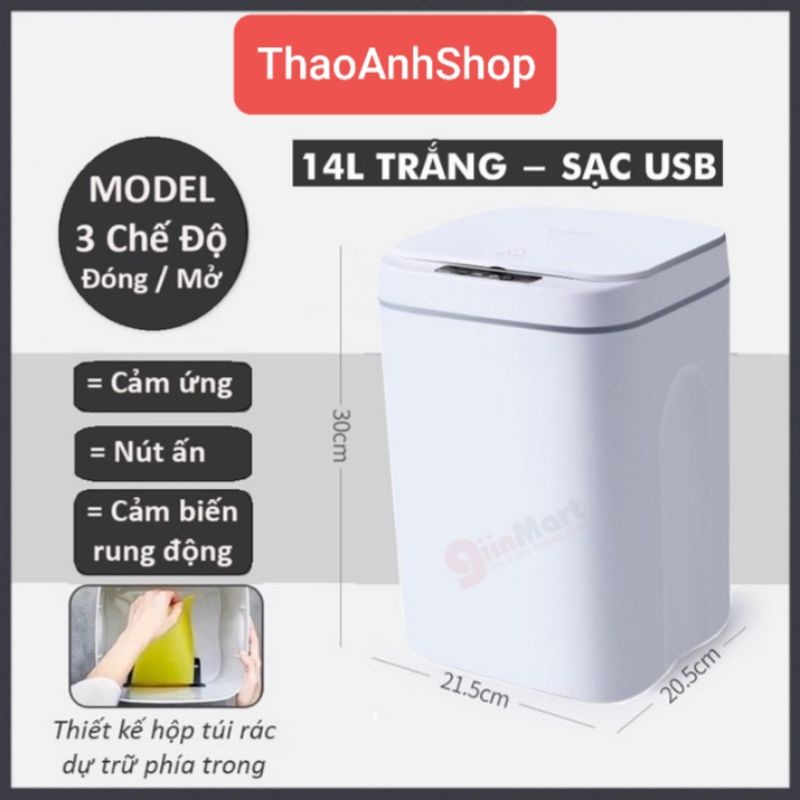 [SẴN] Thùng Rác Cảm Ứng Thông Minh Có Nắp Đóng Mở Tự Động Thùng Rác Mini Cảm Biến Cao Cấp Thể Tích 15L