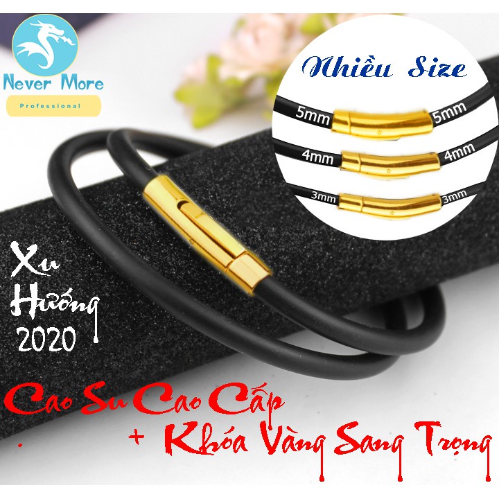 Dây chuyền cao su cao cấp 6 ly khóa inox vip màu vàng sang trọng siêu đẹp, chuẩn thời trang