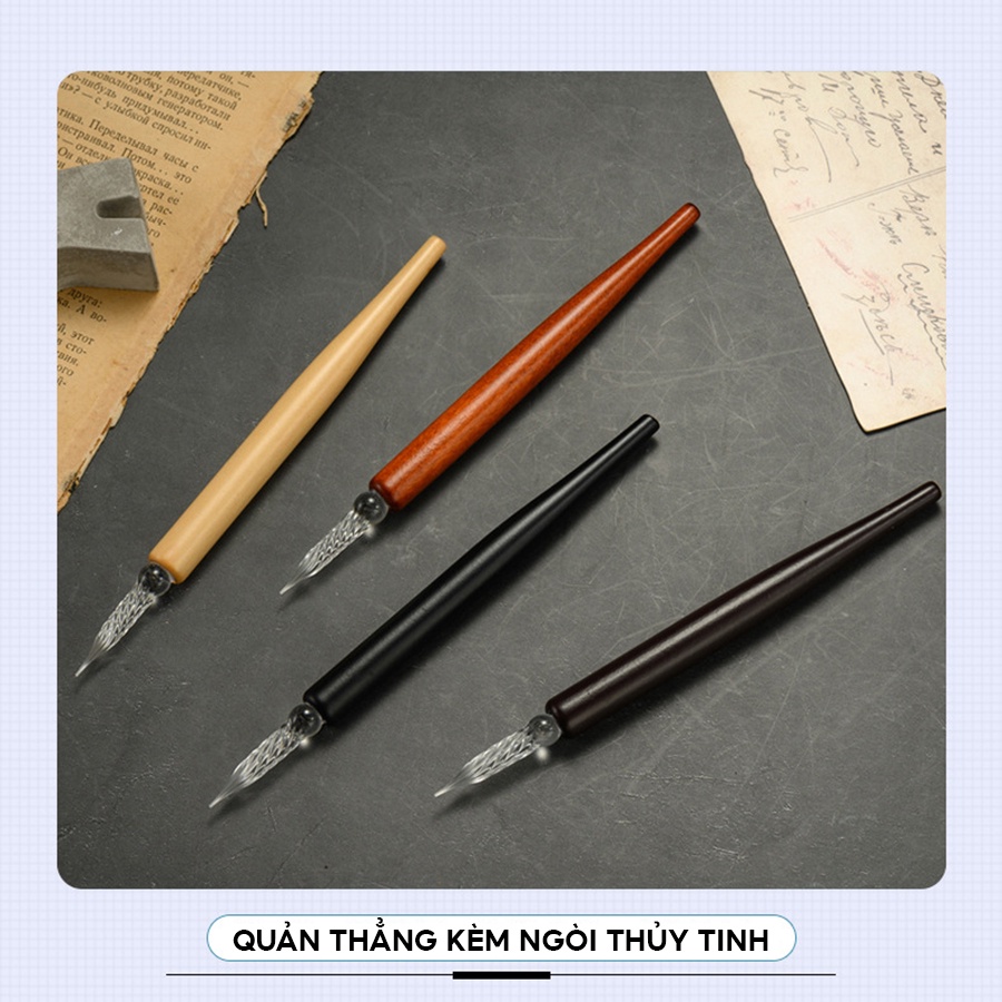 Bút quản gỗ nhiều mẫu dùng cắm ngòi chấm mực để viết chữ đẹp thư pháp Calligraphy (dippen)