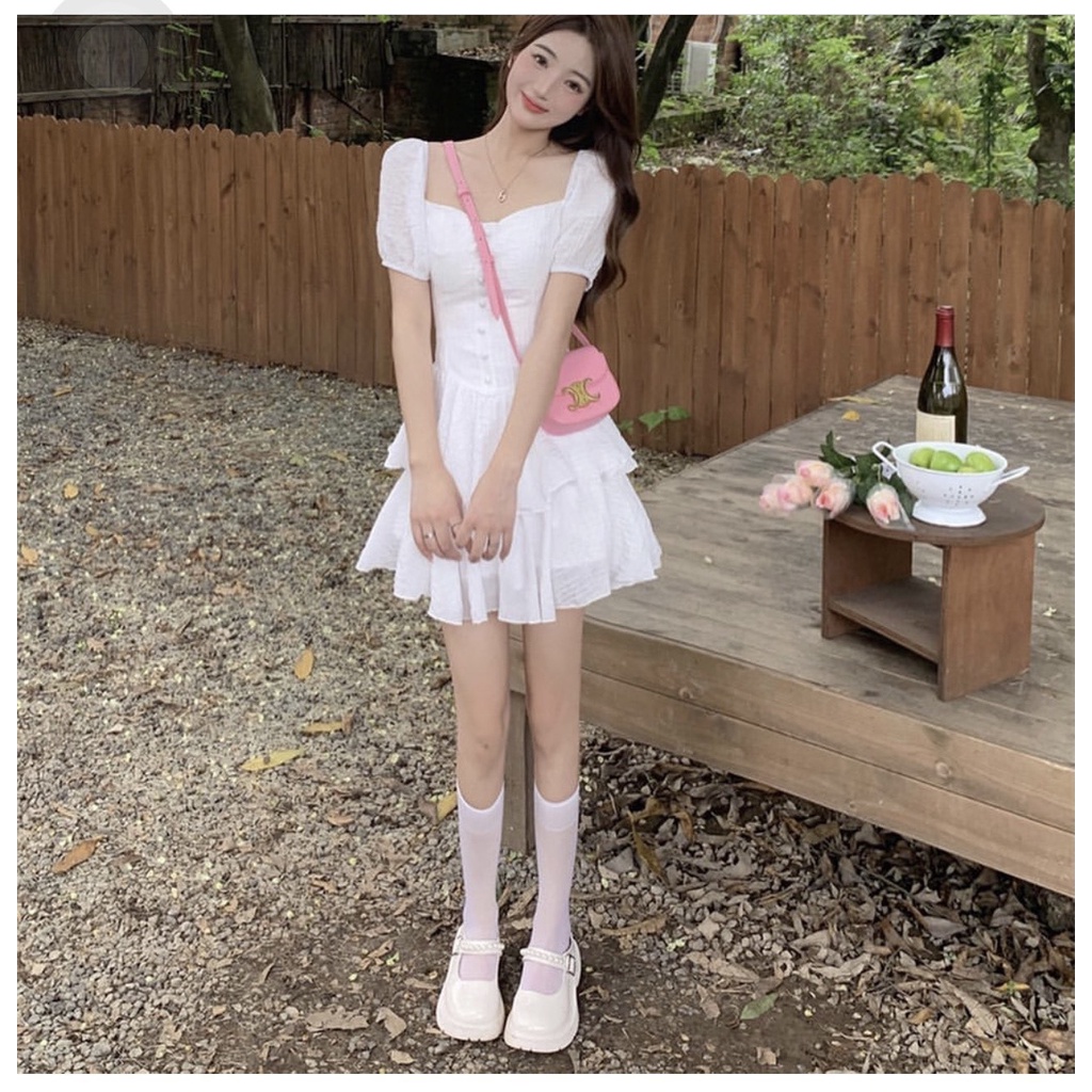 ĐẦM CỔ TIM LAI TẦNG NÚT BỌC