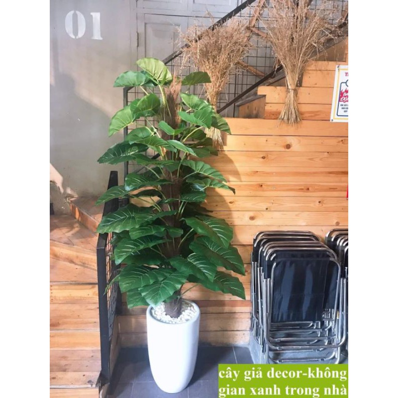 Cây trầu bà leo cột cao 1m6, 63 lá hàng loại 1,Cây Giả trang trí, decor. Ko kèm chậu-hoaluaminhhoa
