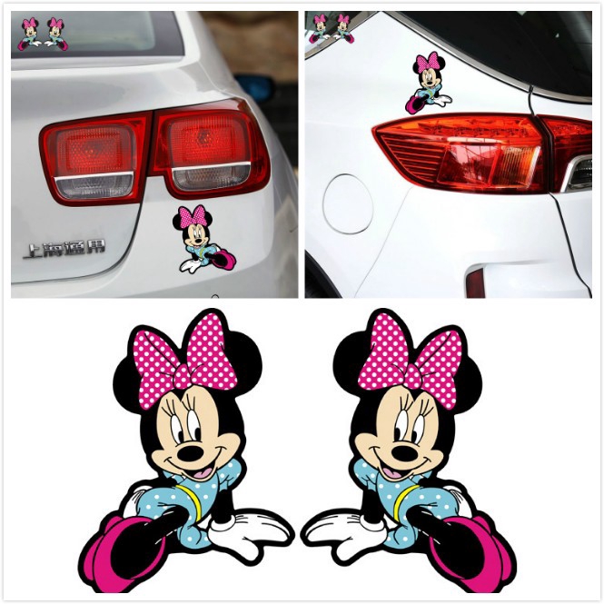 Sticker Dán Trang Trí Xe Hơi Hình Mickey Minnie