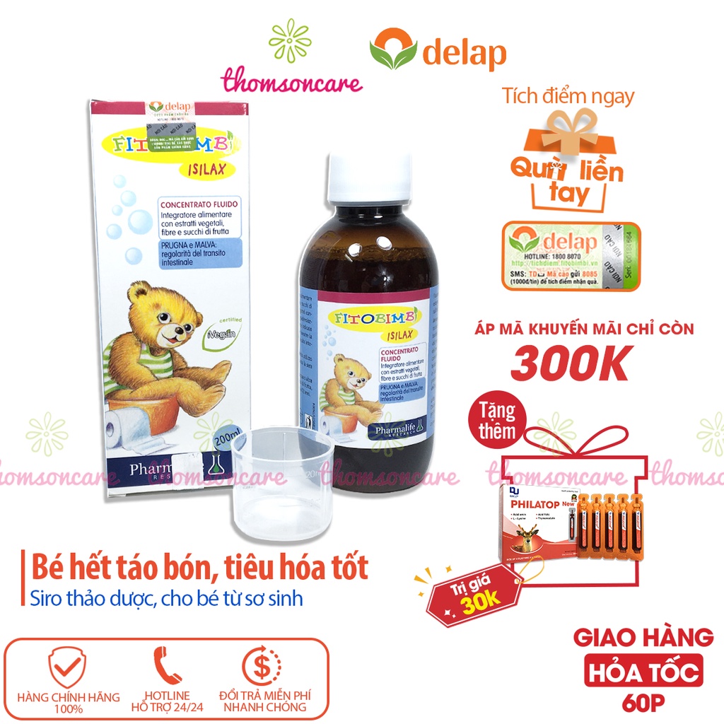 Isilax Bimbi Hỗ trợ giảm táo bón cho bé - của Fitobimbi - Nhập khẩu chính hãng từ Ý