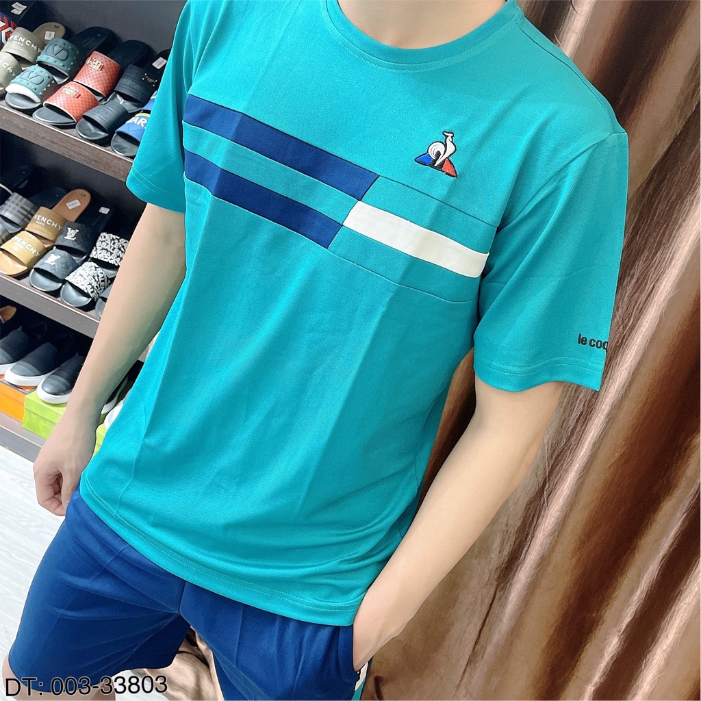 Bộ Hè Nam Cổ Tròn . Đồ Bộ Thể Thao Hè Thêu Logo Gà  Chất Liệu Vải Gai Co giãn Cao Cấp Hàng QC DT STORE