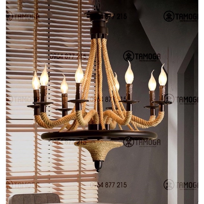 Đèn trần trang trí, đèn trần phòng khách dây thừng HAPOVA GANA 0984 + Kèm bóng led chuyên dụng