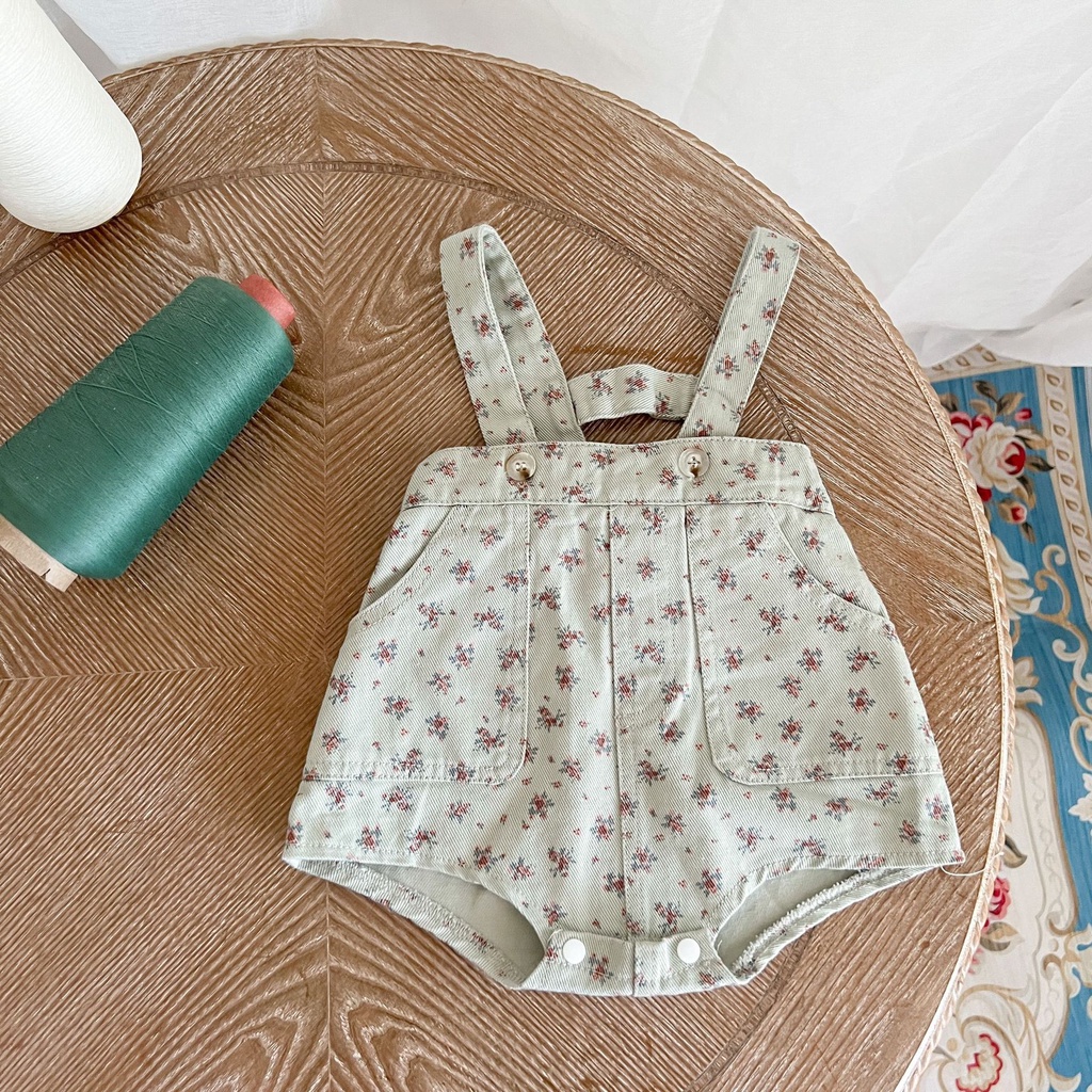 Áo Liền Quần Yếm Denim Mềm Mại In Hoa Nhỏ Hai Dây Phong Cách Hàn Quốc Mùa Thu Dành Cho Trẻ Em Sơ Sinh CNVI