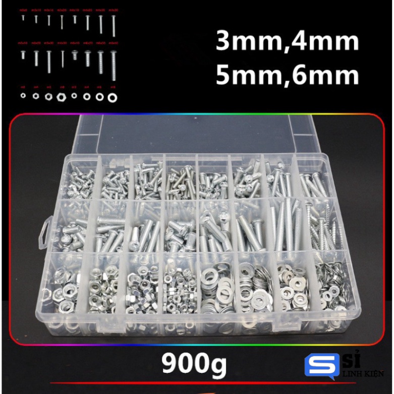 BỘ bù lông ốc vít các loại 900g
