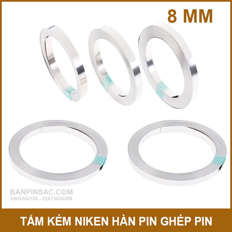 Tấm kẽm niken nối hàn ghép cell pin 8mm - loại 1 mạ niken