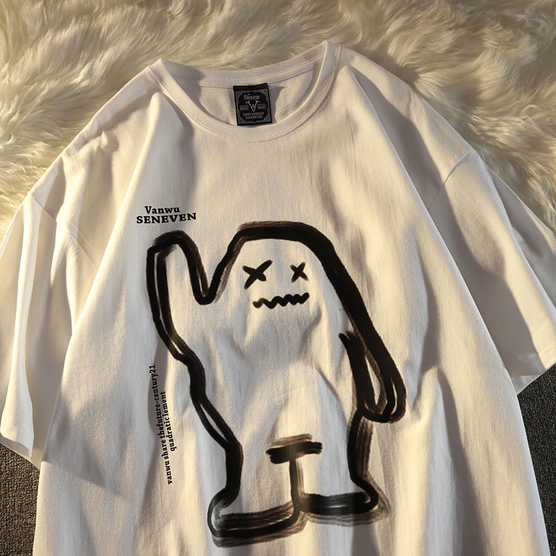 Áo Thun COZOK Tay Ngắn Dáng Rộng In Hình Graffiti Kiểu Hàn Quốc Cá Tính