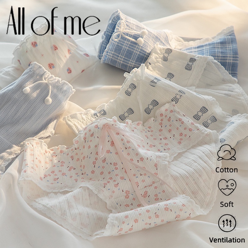 Quần lót cotton CUTEBYTE in hoa đính nơ dễ thương dành cho nữ