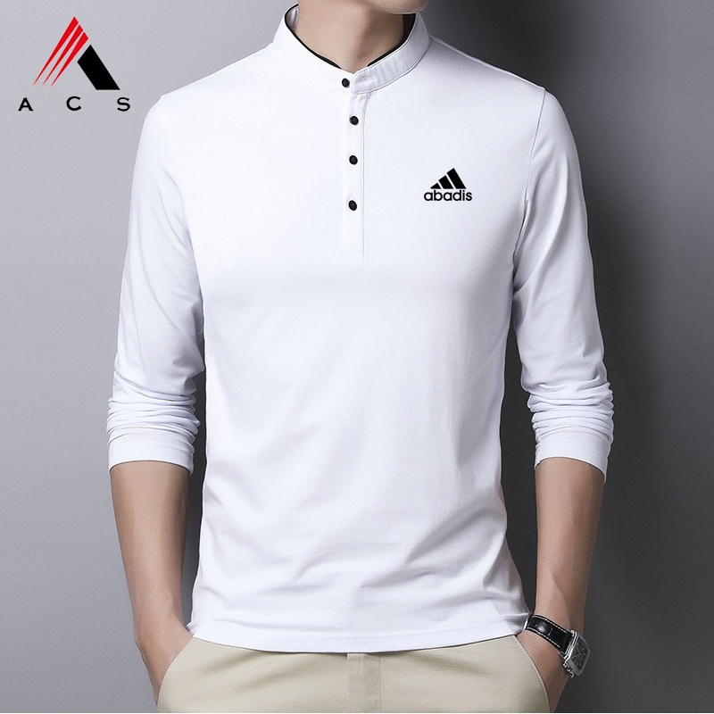 Áo Thun Polo Thời Trang Mới Nam Cổ Áo Bóng Chày Cotton Dài Tay Áo Thun Thể Thao Giản Dị Hàng Đầu