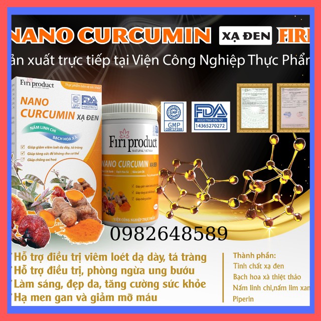 [Freeship ,Lô Sản Xuất Mới Nhất] NaNo CurCuMin Xạ Đen, Tinh Bột Nghệ Giảm Viêm Loét Dạ Dày, Chống Oxy Hóa,Chống Viêm