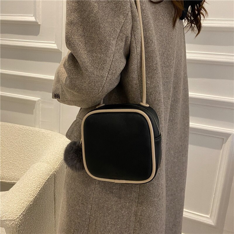 Túi đeo vai đeo chéo JASMIN NOIR da PU dáng vuông nhỏ phong cách retro đơn giản dành cho nữ