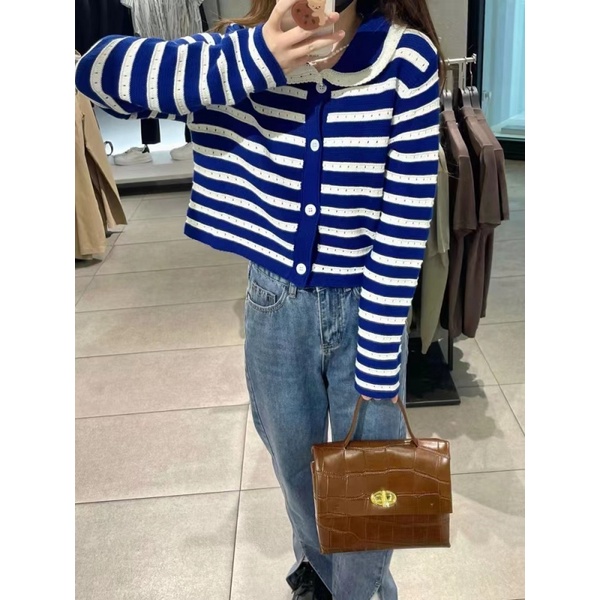 Áo Khoác cardigan Dệt Kim Tay Dài Hoạ Tiết Kẻ Sọc Thời Trang Mùa Thu Cho Phái Nữ