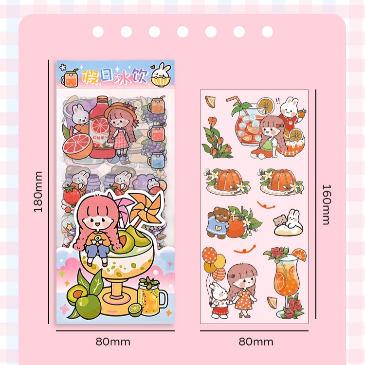 Set 10 tấm sticker hình dán bé gái trang trí dễ thương cute