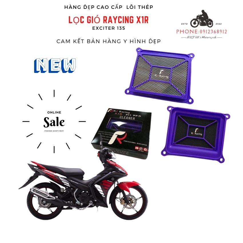 LỌC GIÓ RACING CHO EXCITER 150/  EXCITER 135 CHÍNH HÃNG X1R